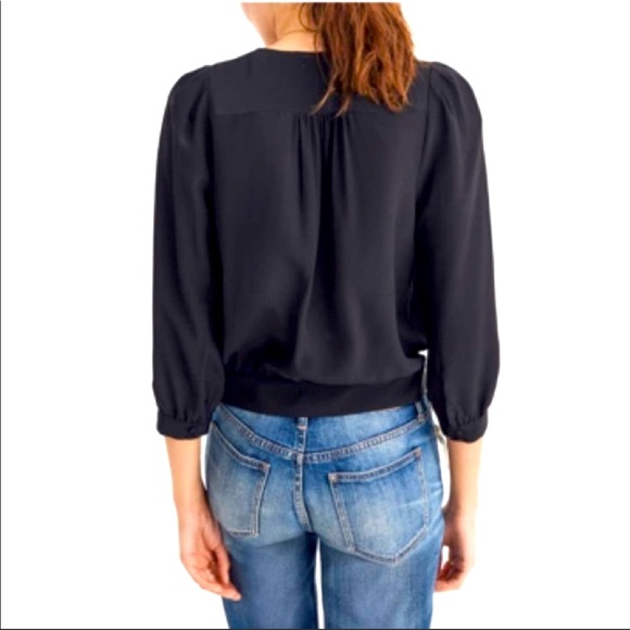 Madewell Black Silk Wrap Top - Picture 2 of 9